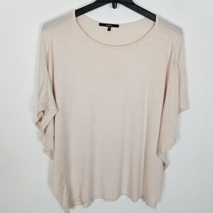 Quince Women Brushed Short Sleeve Top Size xL Heather Oatmeal Soft Dolman Sleeve